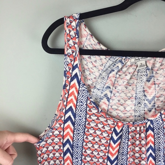 Lucky Brand Chevron Print Curved Hem Sleeveless Scoopneck Midi Sun Dress Small - Picture 5 of 9